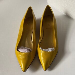 J. Crew Mustard Yellow Pointed-Toe Patent Leather Pumps